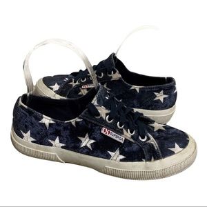 SUPERGA Velvet Star Print Sneakers Blue/White 6